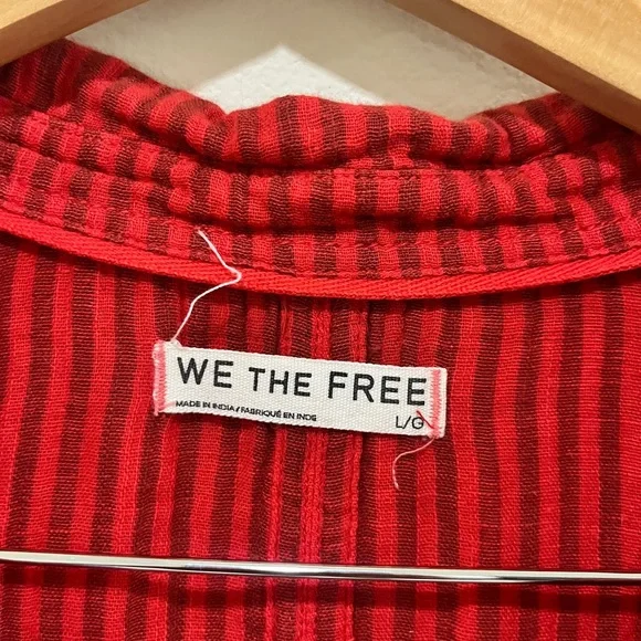 We The Free Kayla Double Cloth Red Shirt Size L - Picture 5 of 6